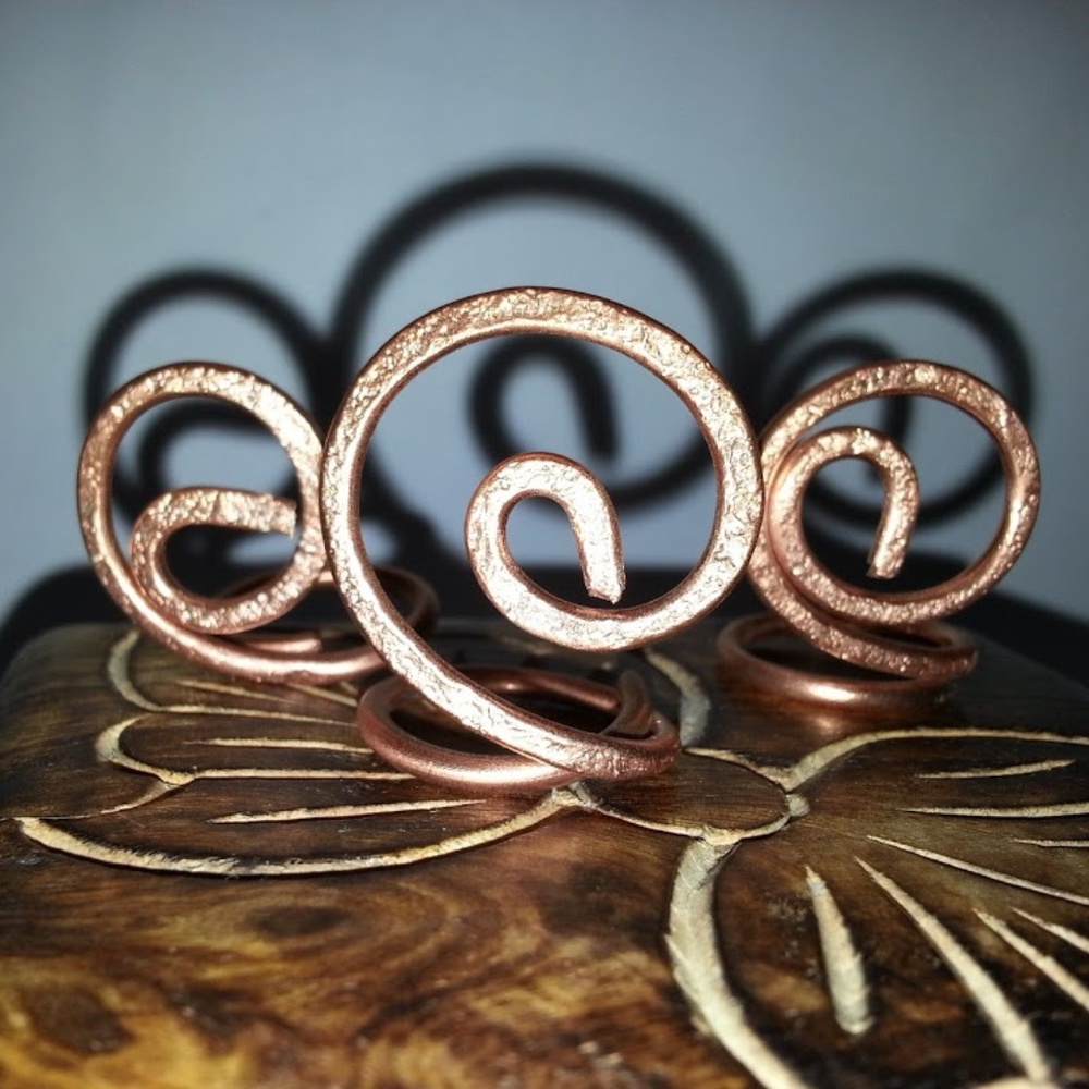3 Handmade Copper Ring Bundle "Cleopatra" Design